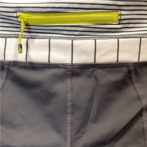 Lululemon Run:Inspire Crop ll Soot Light/Hyper Angel Stripe Leggings Size-6 EUC - Picture 6 of 9